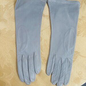 Grey Italian Leather Gloves, Approx Size 7. Never Worn